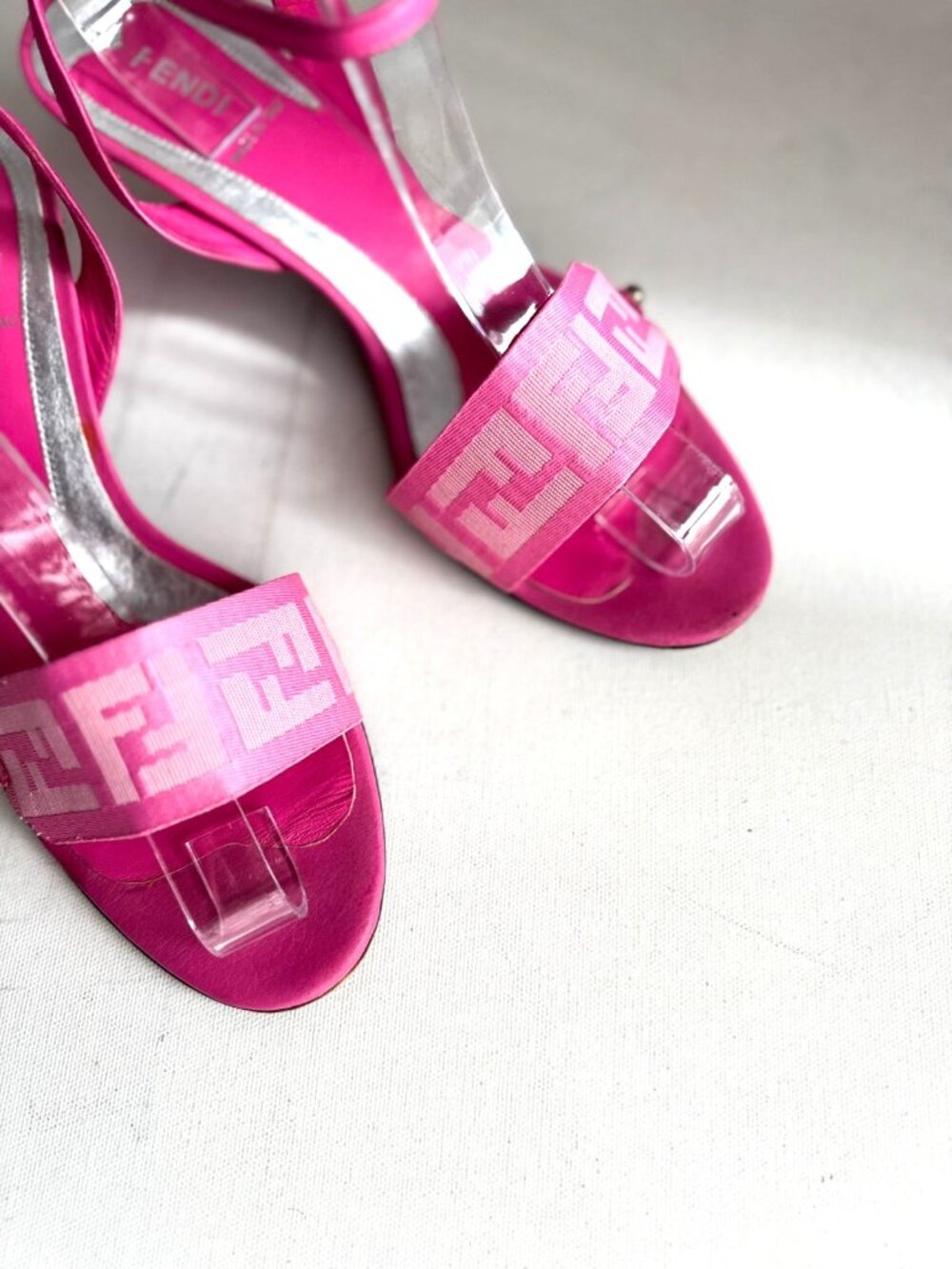 Vintage Fendi Barbie Pink Kitten Heel Sandals 38 - Picture 2 of 8